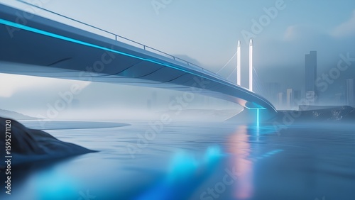 Wallpaper Mural Futuristic Bridge With Glowing Blue Underside Torontodigital.ca