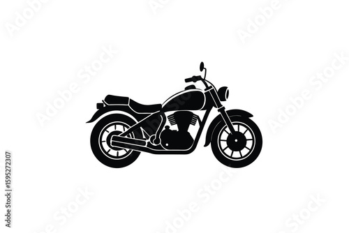 Classic Motorcycle Vector Illustration in Black and White Silhouette Style Perfect for Automotive Designs and Transportation Related Projects silhouette