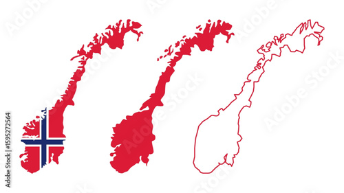 Set of norway map isolated on white background, vector illustration design