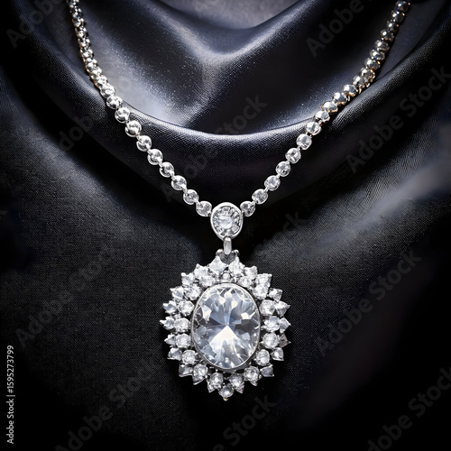 A shinning diamond neckless on black background