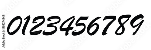 Set of brush stroke, marker textured numbers. numbers 1, 2, 3, 4, 5, 6, 7, 8, 9, 0. stylish hand draw brush painted numbers set. bold brush drawn grunge. dirty texture vector. rough brush strokes. 