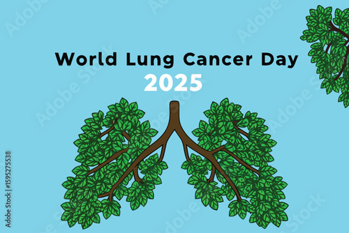World lung cancer day 2025 with lungs as trees