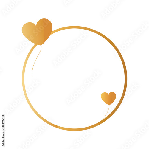Gold Foil Circle Frame with Heart Balloons