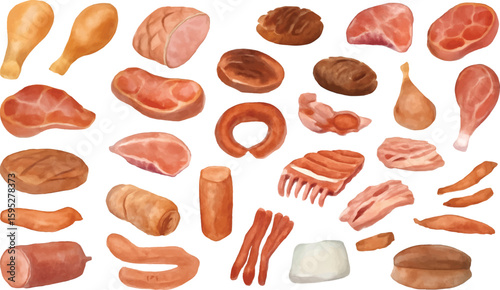 Premium Collection of Fresh Meat Cuts, Sausages, and Poultry for Gourmet Cooking