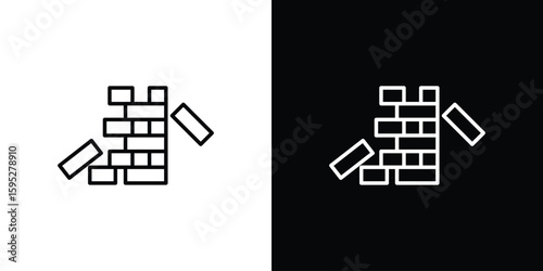 Wooden block icons. linear trend modern icons set