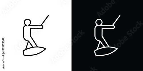 Wakeboarding icons. linear trend modern icons set