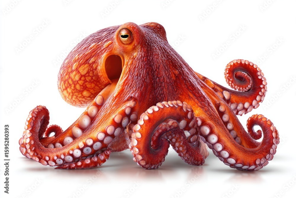 Obraz premium Detailed view of a vibrant orange octopus.