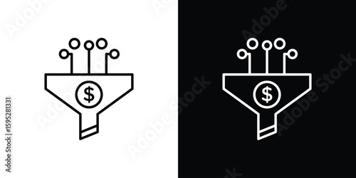 Sales funnel icons. linear trend modern icons set