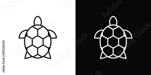 Sea turtle icons. linear trend modern icons set