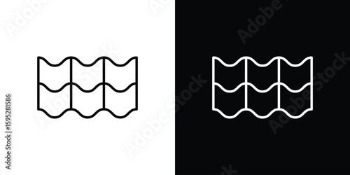 Roof tile icons. linear trend modern icons set