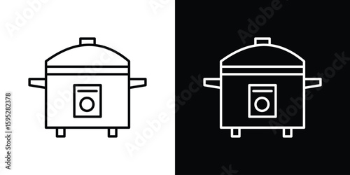 pressure cooker icons. linear trend modern icons set