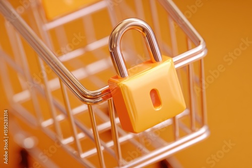 Orange shopping cart locked