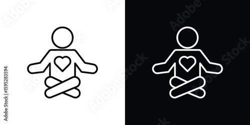 Meditating icons. linear trend modern icons set