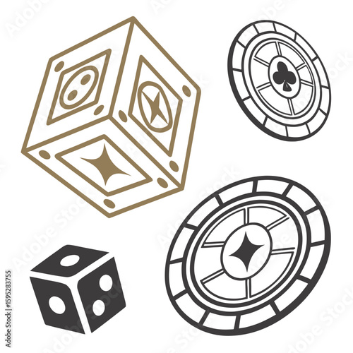 Casino dice and chips graphic elements gambling game