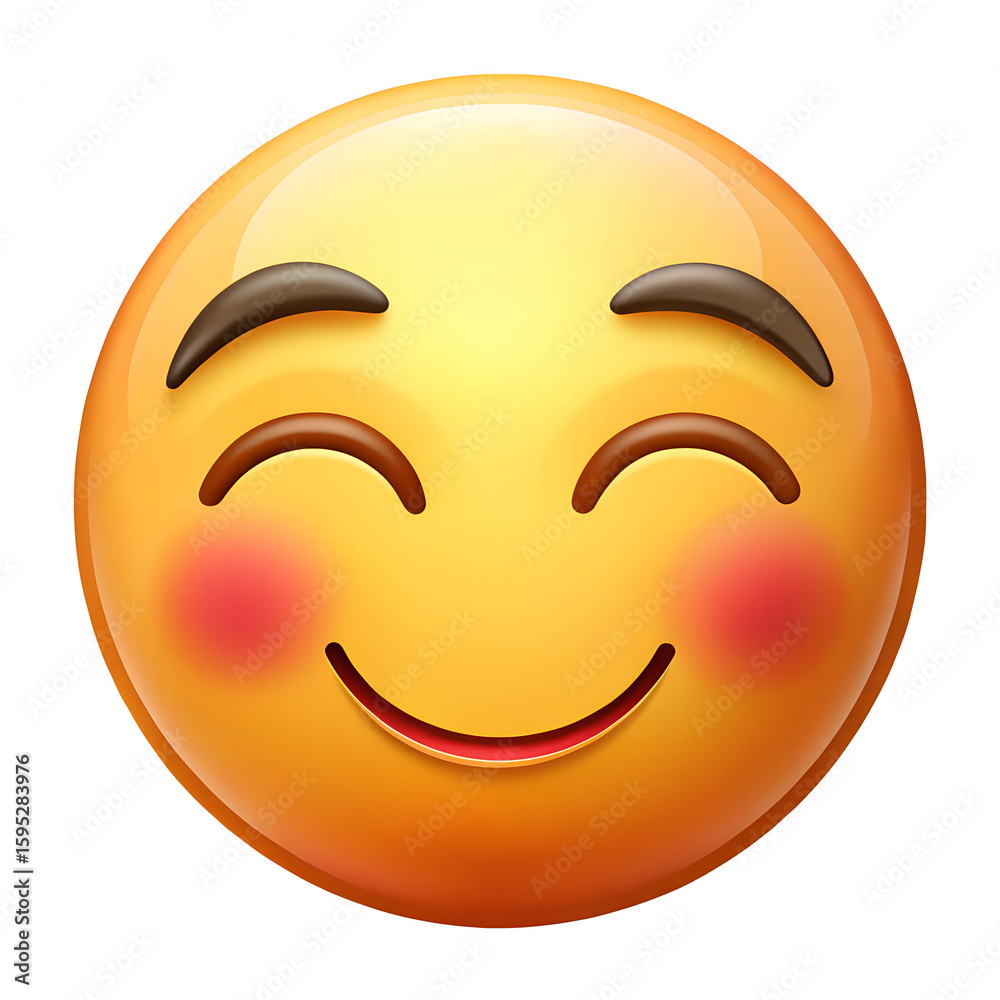 Yellow 3D smiley face icon, a happy cartoon vector illustration of a joyful character expressing positive emotion Yellow 3D smiley face icon, a happy cartoon vector illustration of a joyful character expressing positive emotion