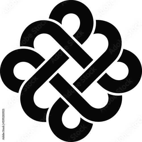 Abstract celtic knot design intertwined loops forming a geometric pattern on white background