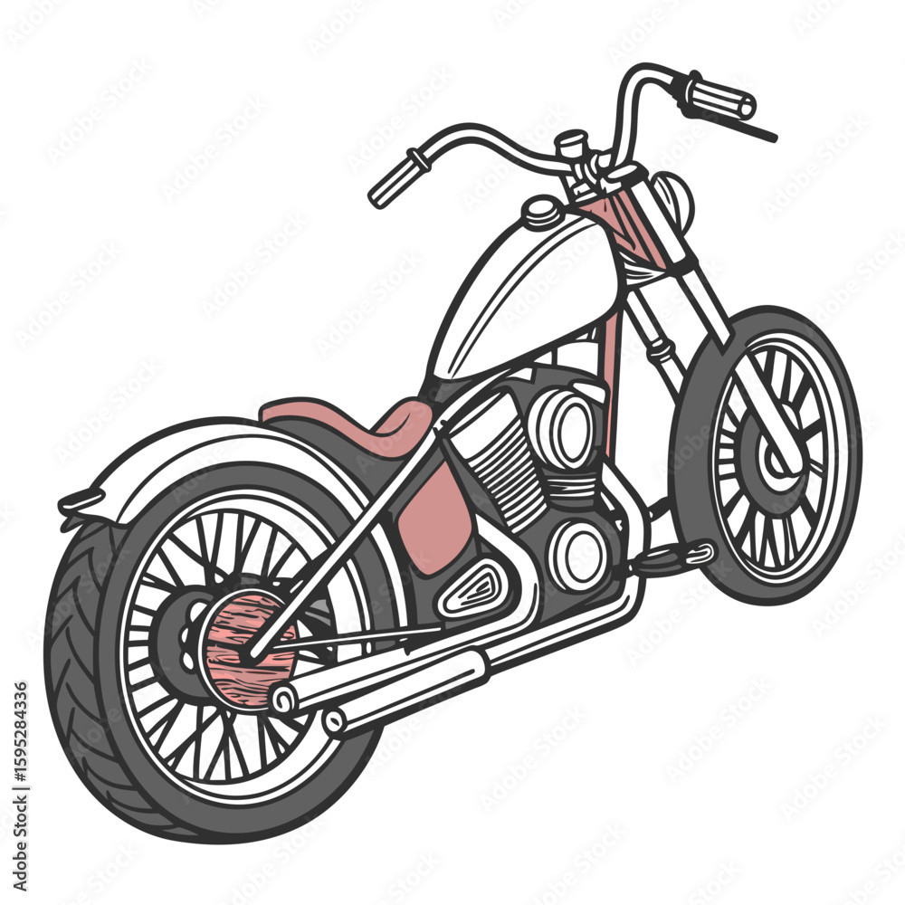 Fototapeta premium Custom motorcycle with chrome accents and red seat chopper cruiser