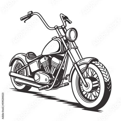 Custom motorcycle with high handlebars and chrome details chopper cruiser