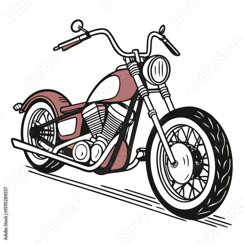 Custom motorcycle with high handlebars and spoke wheels chopper vintage
