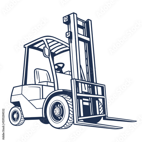 Dark blue forklift illustration on white background industrial vehicle heavy machinery
