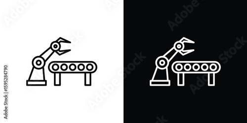 Industrial robot icons. linear trend modern icons set