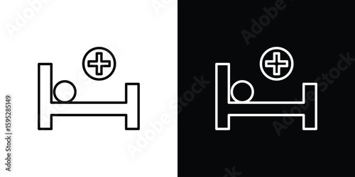 Hospital bed icons. linear trend modern icons set