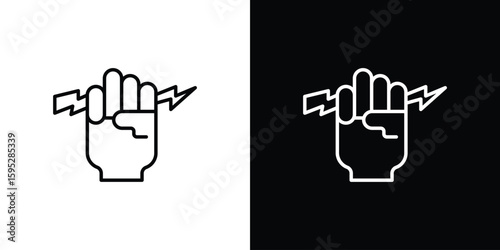 Hand with Power icons. linear trend modern icons set