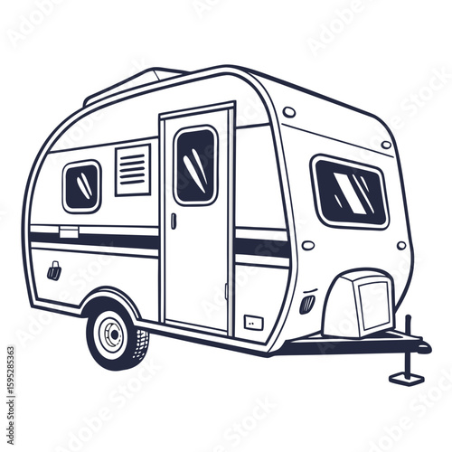 Compact travel trailer illustration camper caravan