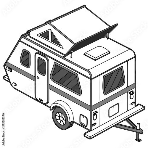 Compact camping trailer with pop top camper travel trailer