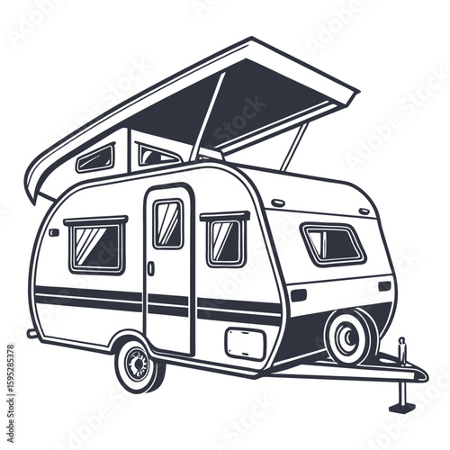 Compact caravan with open roof camper travel