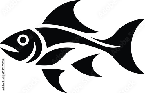 Elegant black and white fish silhouette design for logos and creative projects