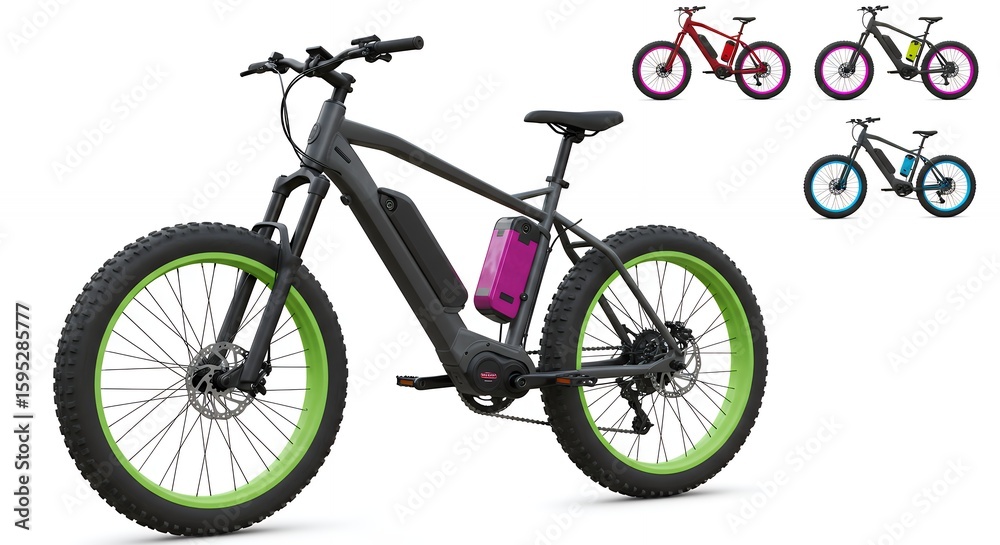 Fototapeta premium Electric bicycle product photography various colors