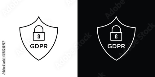 GDPR shield icons. linear trend modern icons set
