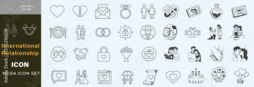  Handdrawn international relationship icon set