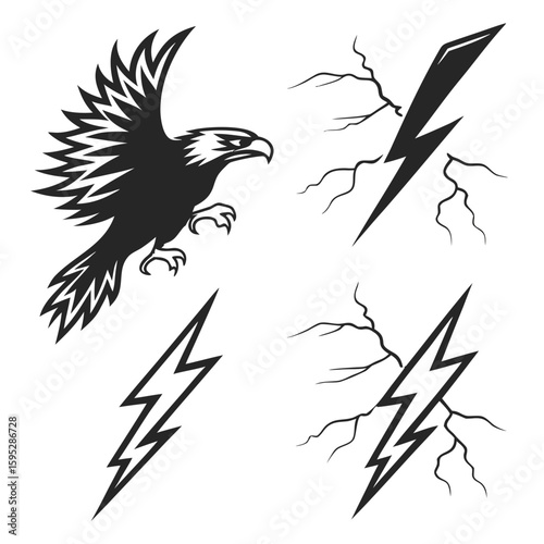 Eagle lightning bolt graphic design bird thunder
