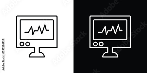 EKG monitor icons. linear trend modern icons set