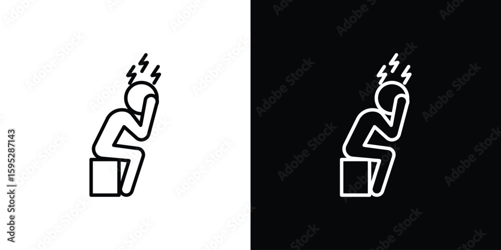 Fototapeta premium Depression icons. linear trend modern icons set