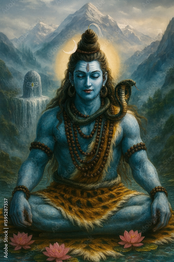Fototapeta premium Lord Shiva in Deep Himalayan Meditation