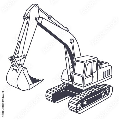 Excavator digging heavy machinery construction vehicle