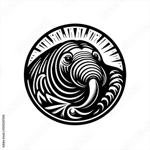 Stylized walrus head portrait