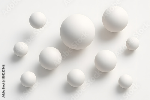 Spherical Harmony: A captivating visual of pristine spheres floating against a minimalist canvas, embodying purity and potential.
