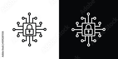 Cyber security icons. linear trend modern icons set
