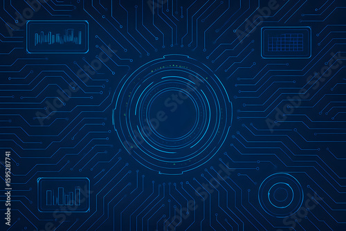 Circuit Board Technology: A futuristic display of circuit board technology, showcasing a web of interconnected lines and data. perfect for projects related to technology, innovation.