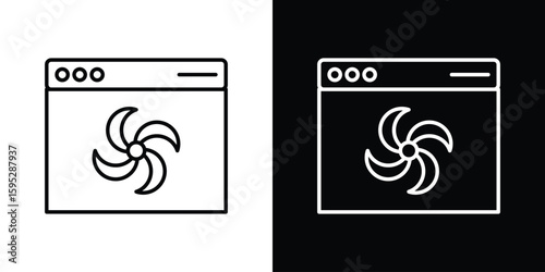 Convection turbofan stove icons. linear trend modern icons set