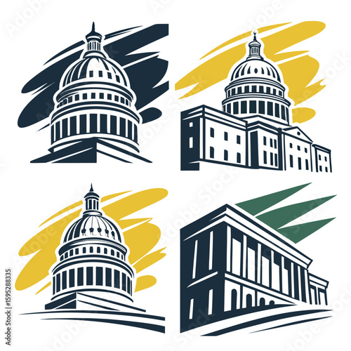 Government building dome and columns art architecture illustration