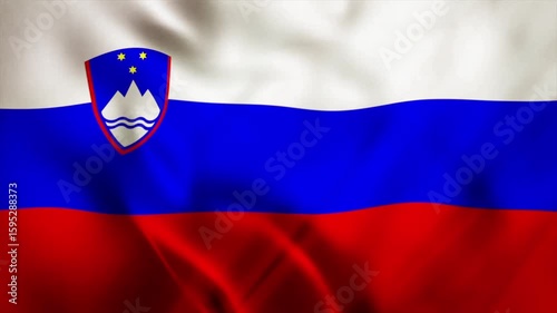 The fluttering national flag of Slovenia is a symbol of the country fluttering in the wind.