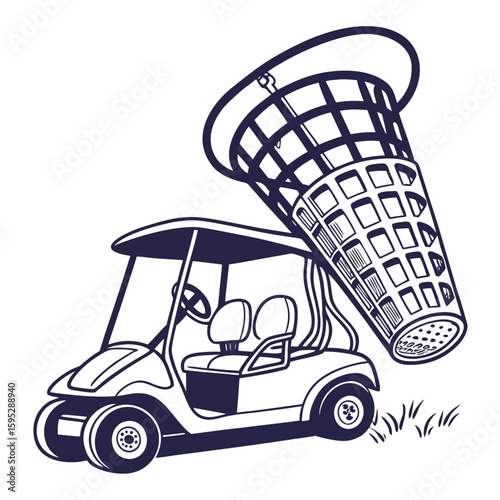 Golf cart with oversized basket transportation sport