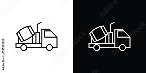Cement truck icons. linear trend modern icons set