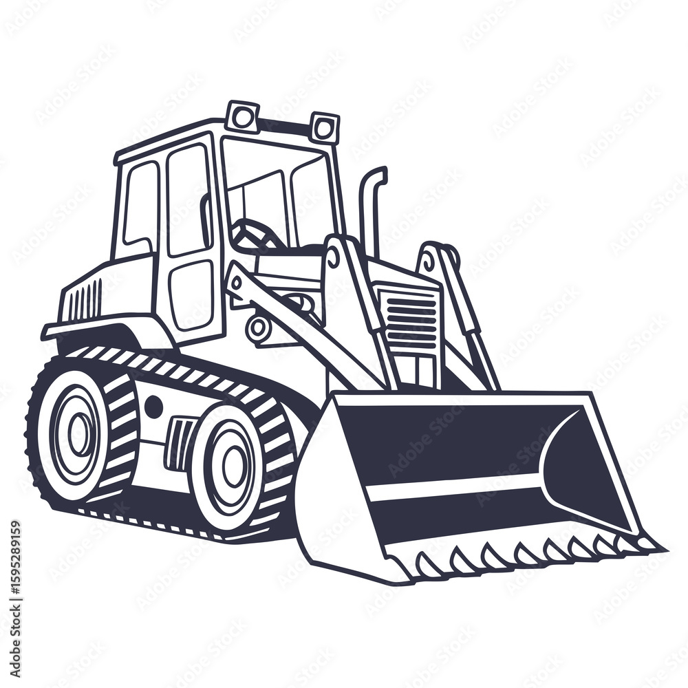 Naklejka premium Heavy machinery loader with large bucket and tracks construction equipment industrial vehicle