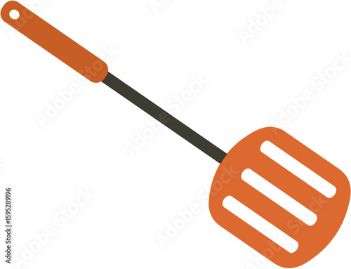 A minimalist kitchen tool spatula with retro orange color